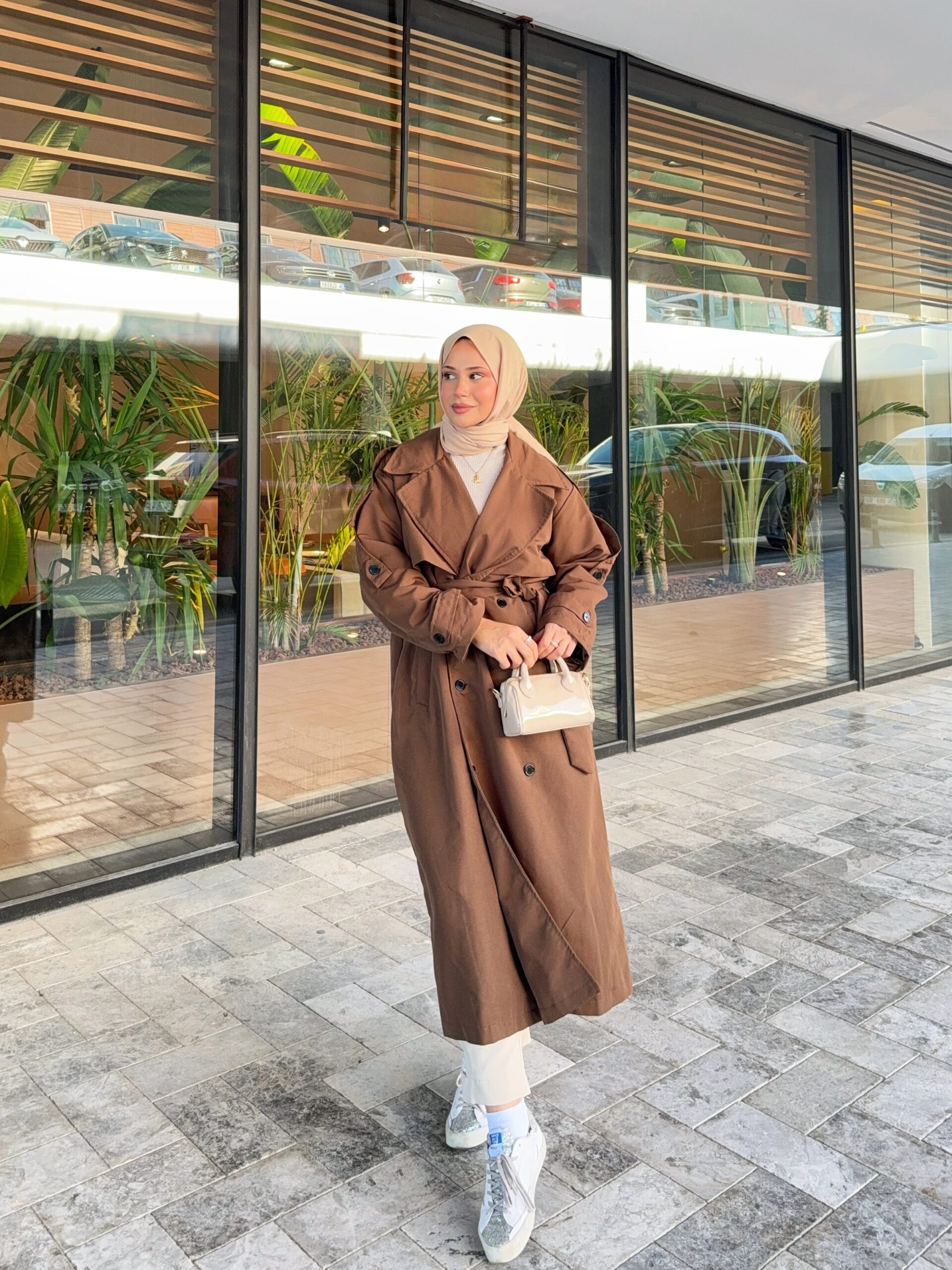 Yeni Sezon Kahverengi Uzun Trençkot
