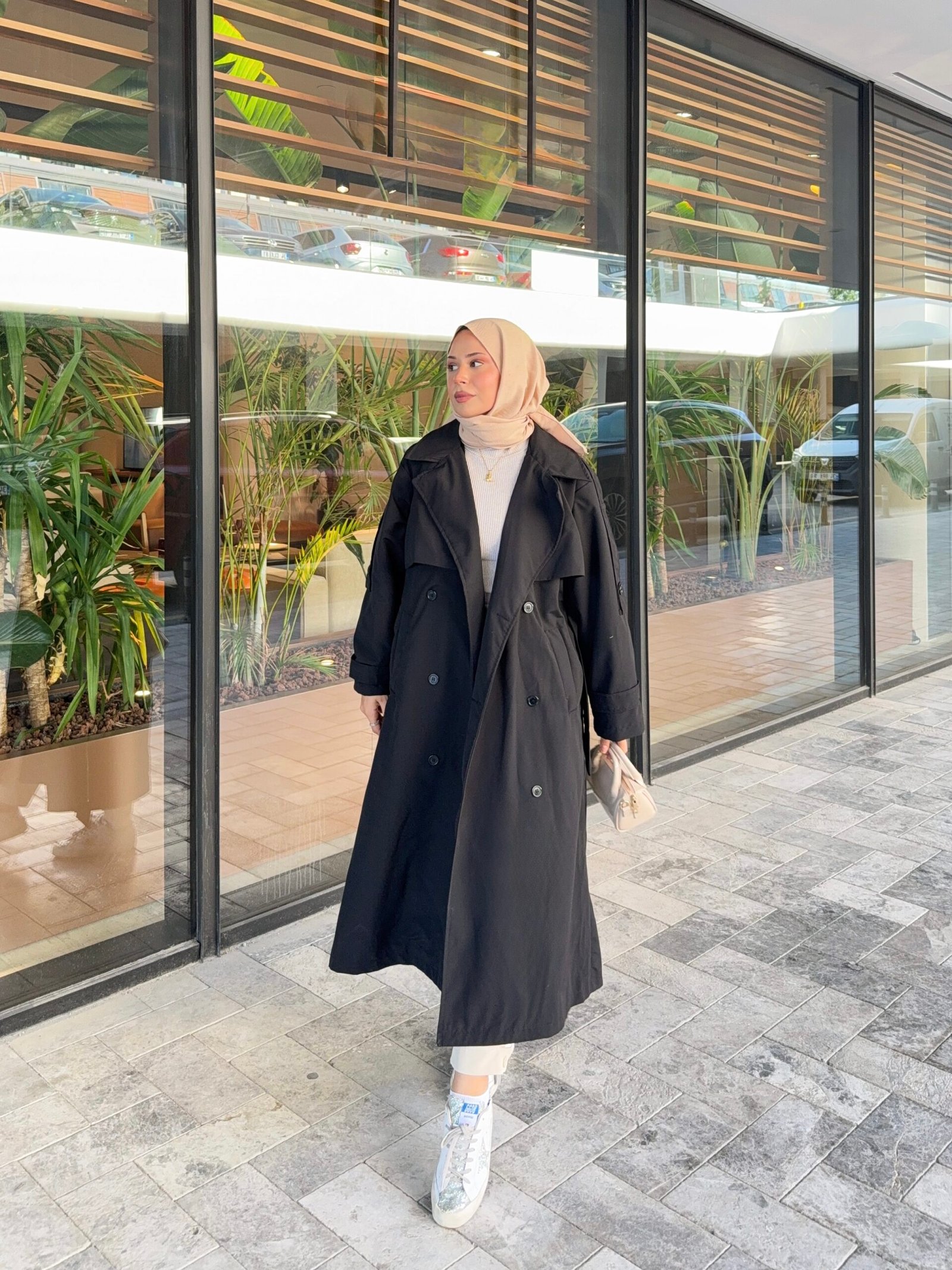 Yeni Sezon Siyah Uzun Trençkot