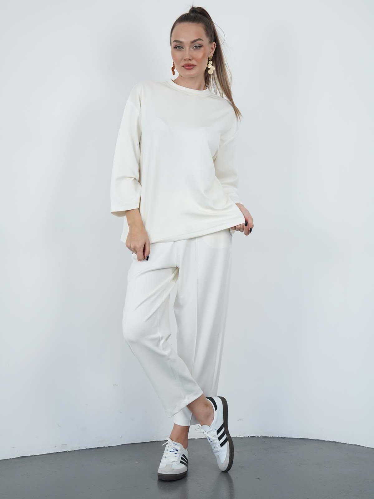 Oversize Beyaz Eşofman Takım