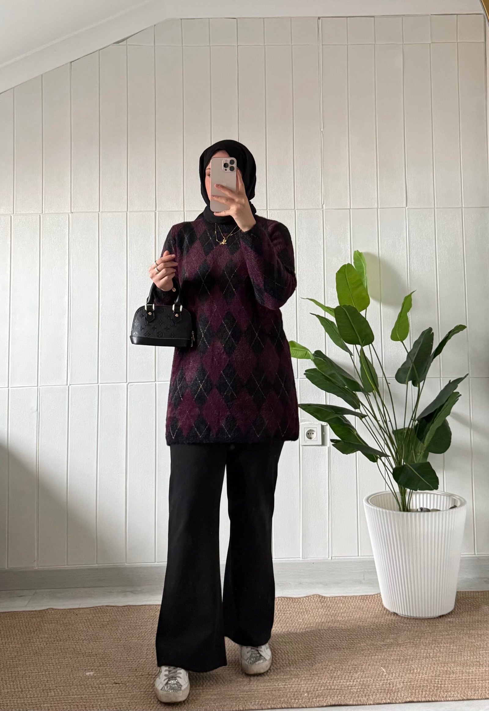 Angora baklava desen kazak