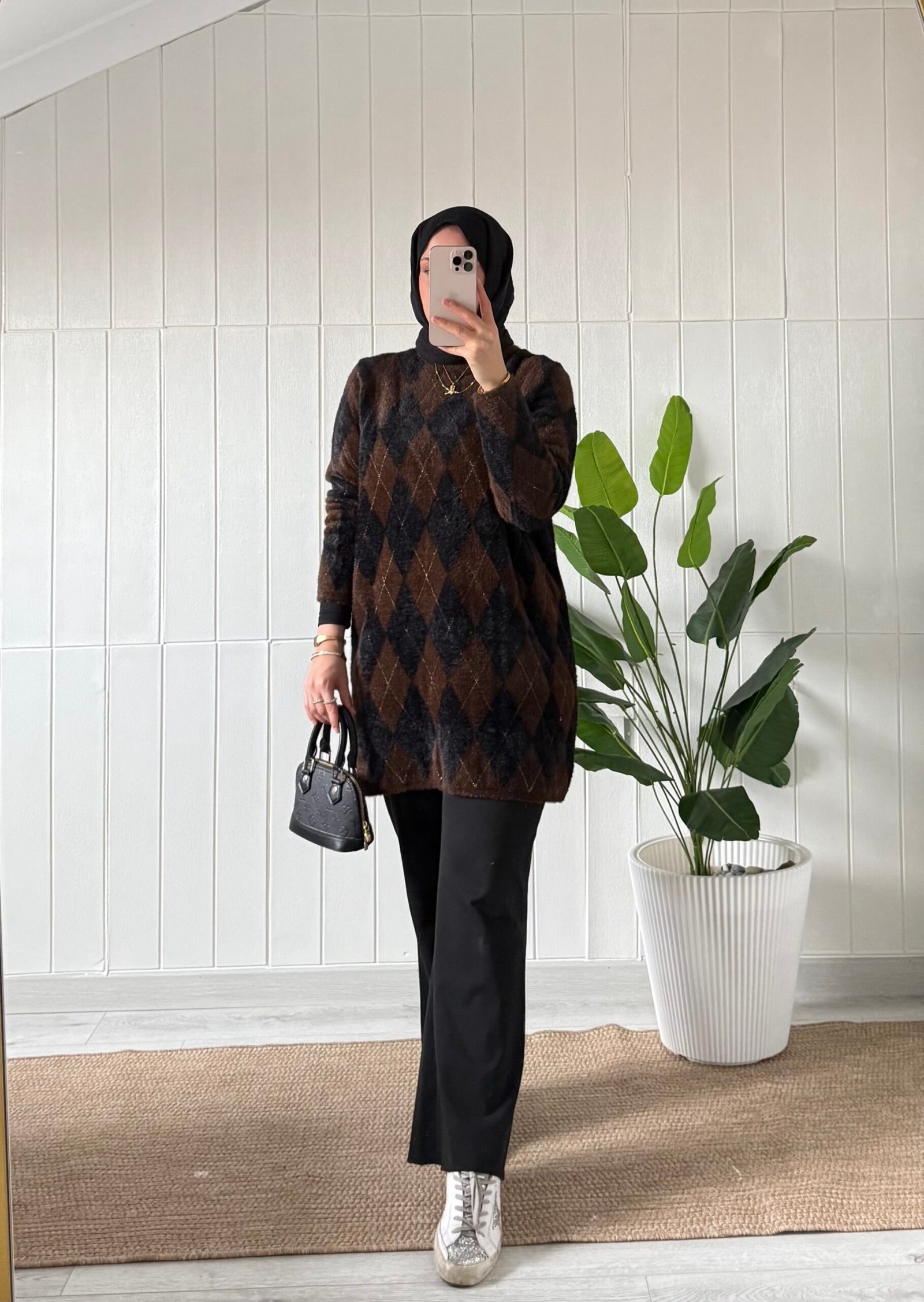 Angora baklava desen kazak