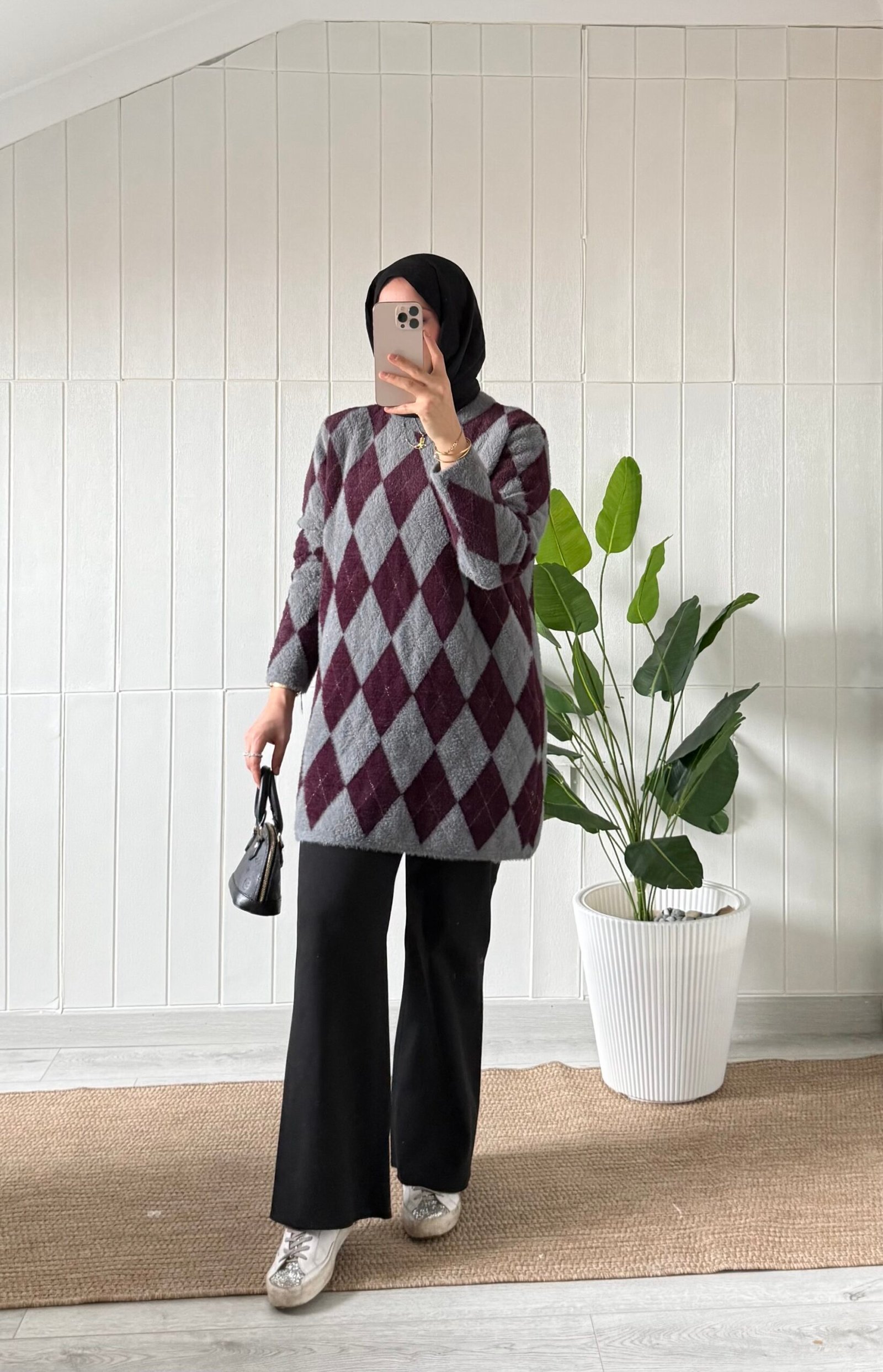 Angora baklava desen kazak