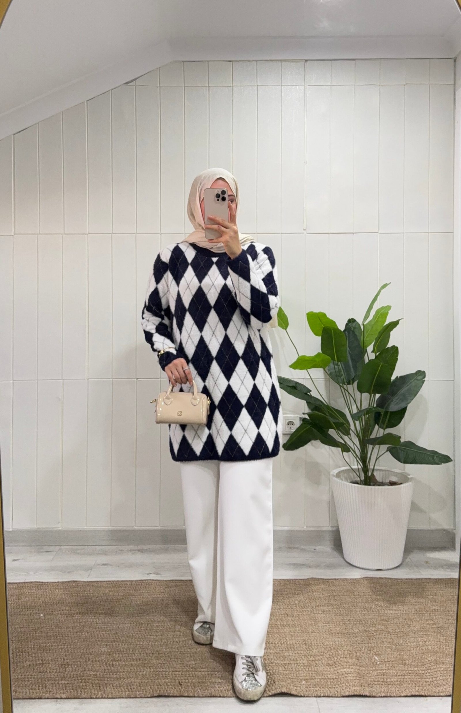 Angora baklava desen kazak