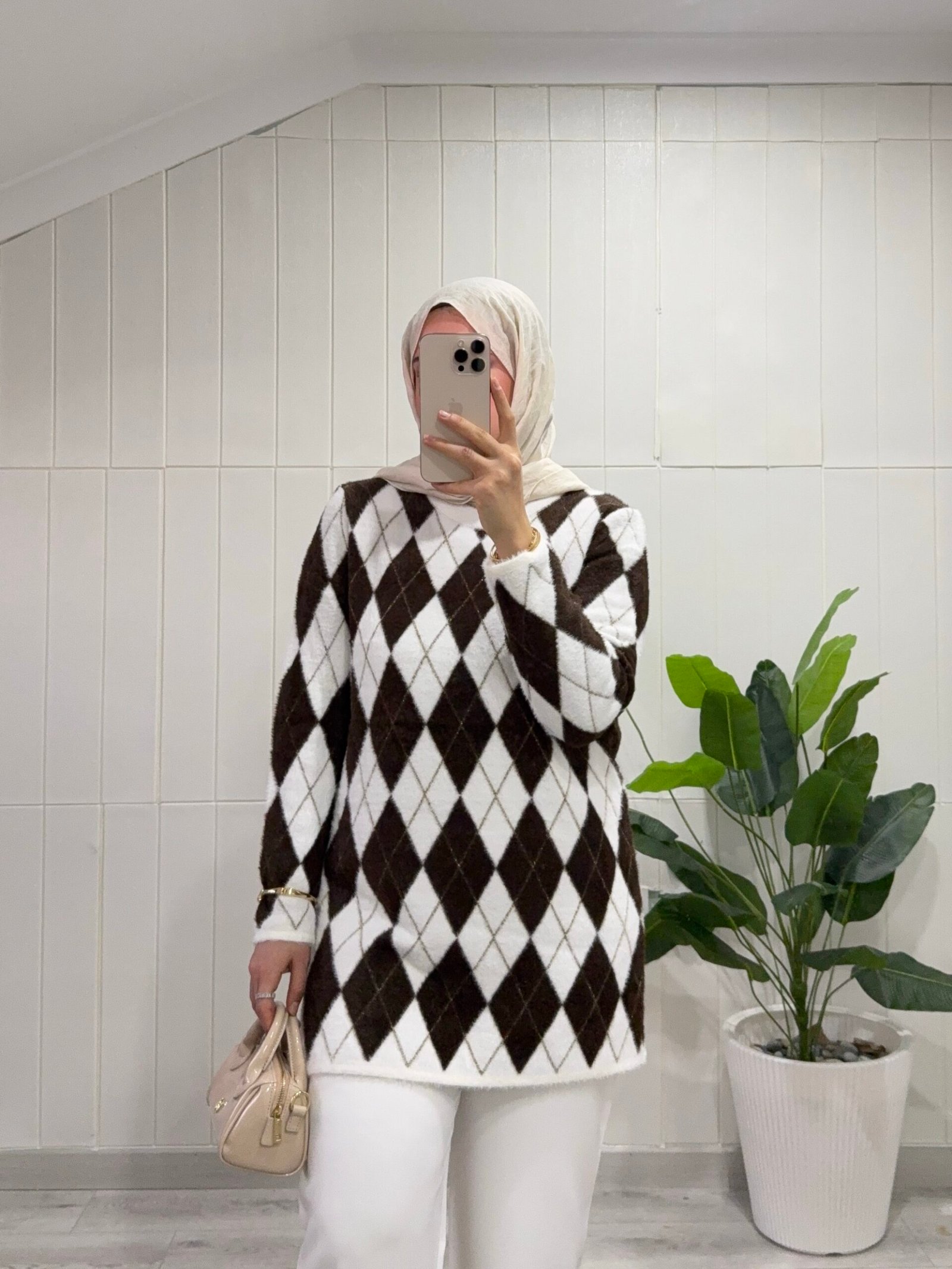 Baklava desen Angora yumuş yumuş kazak