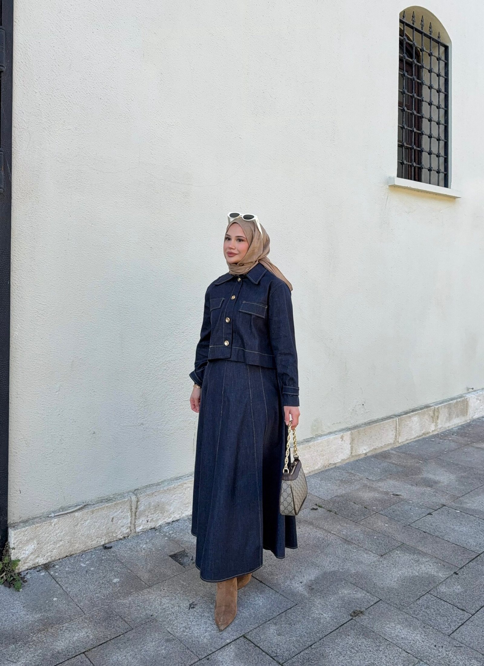 Muadil denim ceket takım elbise