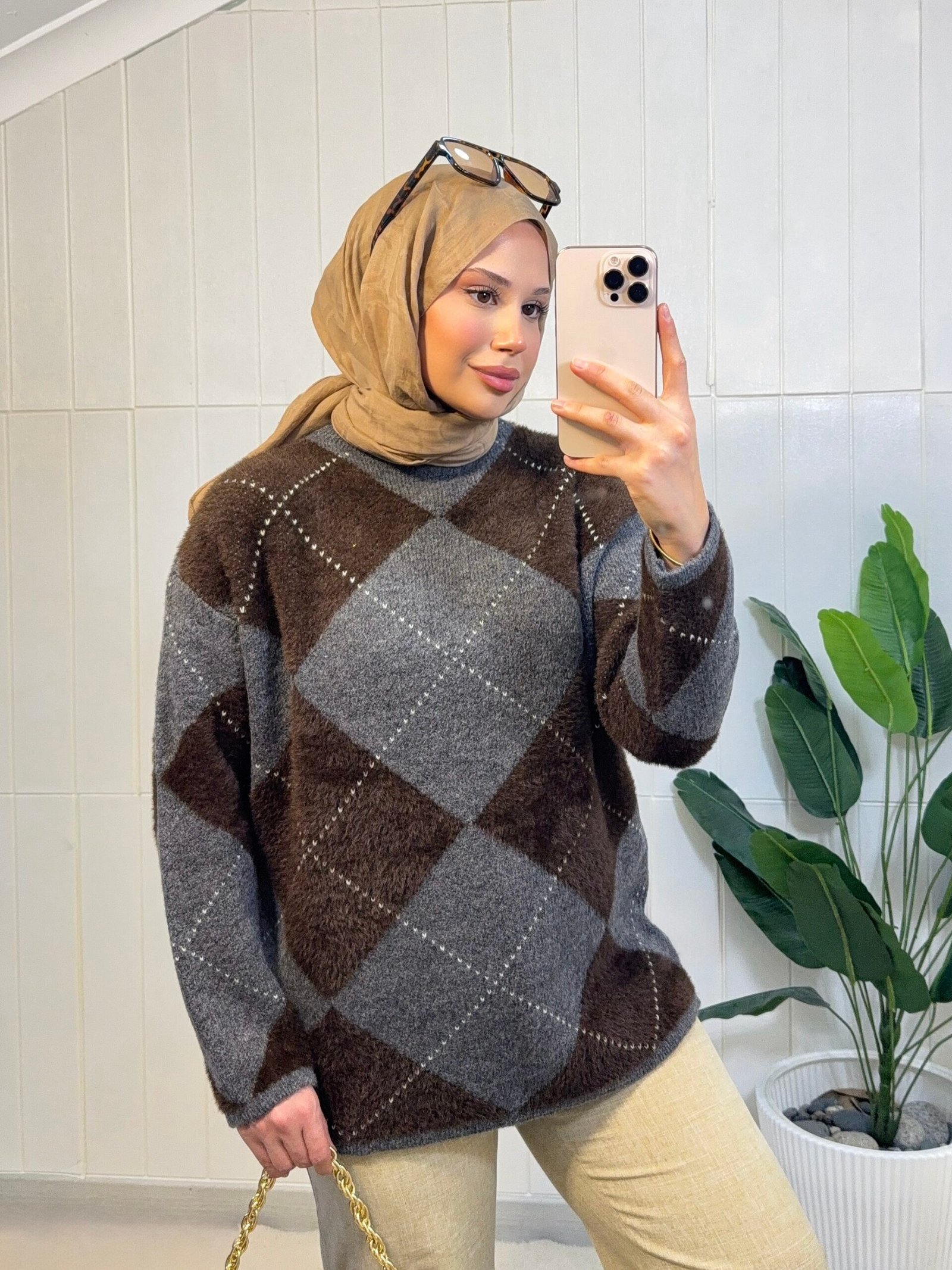 Baklava desen Angora kazak