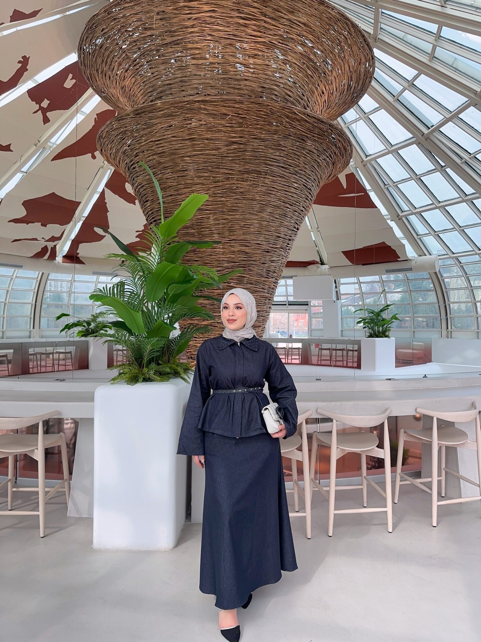 44-Denim etekli takım