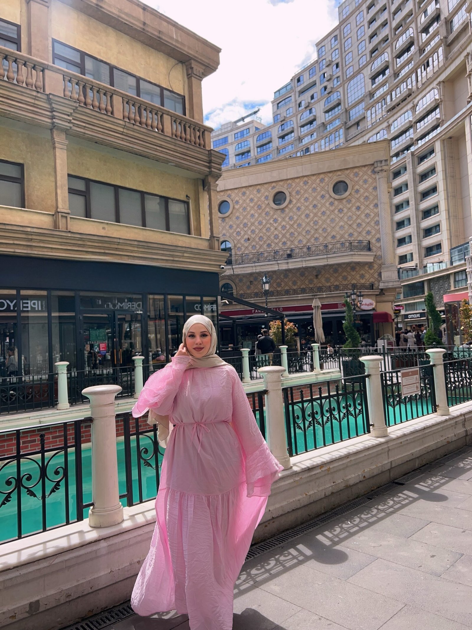 Ceri Model kemerli Elbise - Pembe