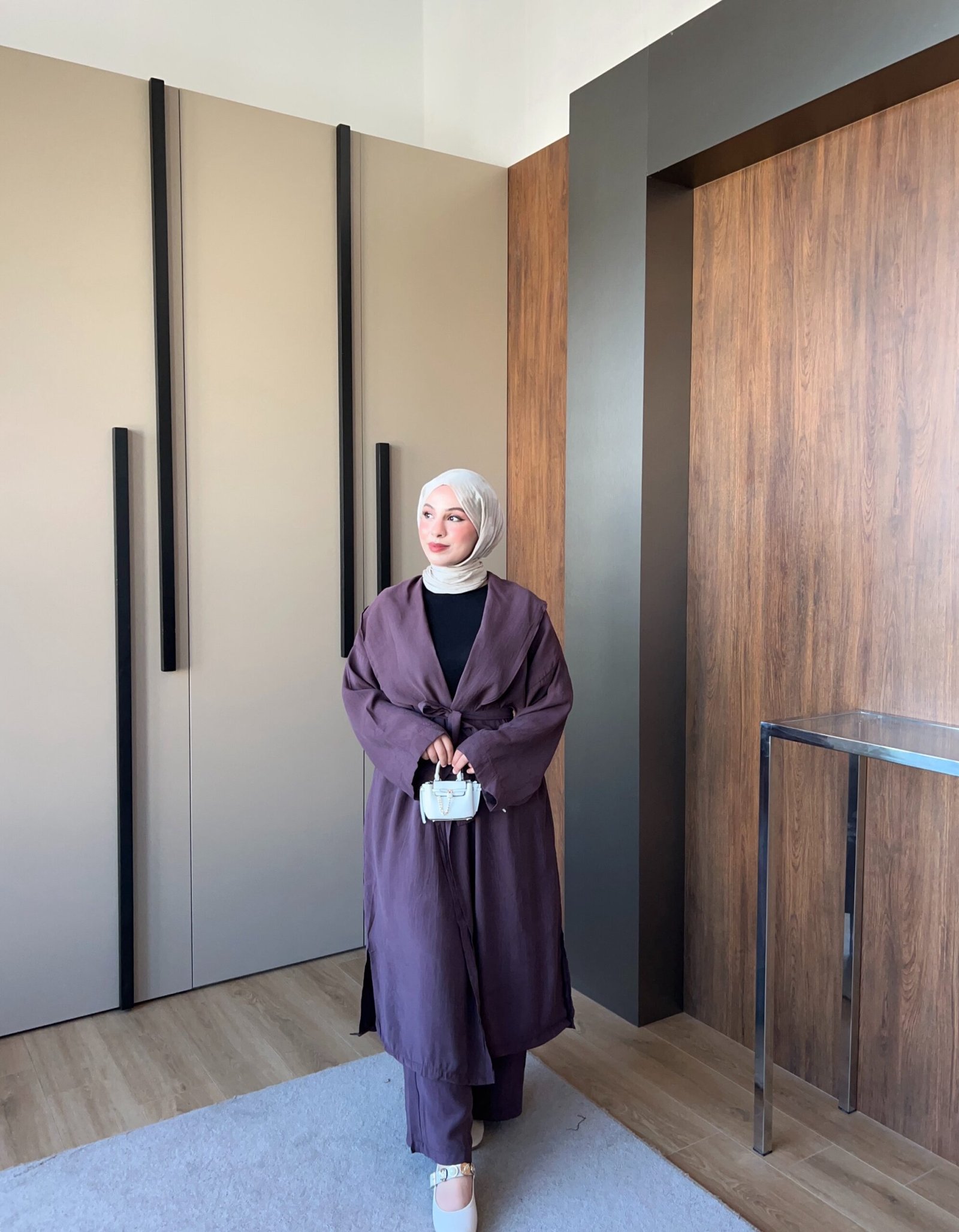 Second image of Aspa Model Kimono Takım -Mürdüm