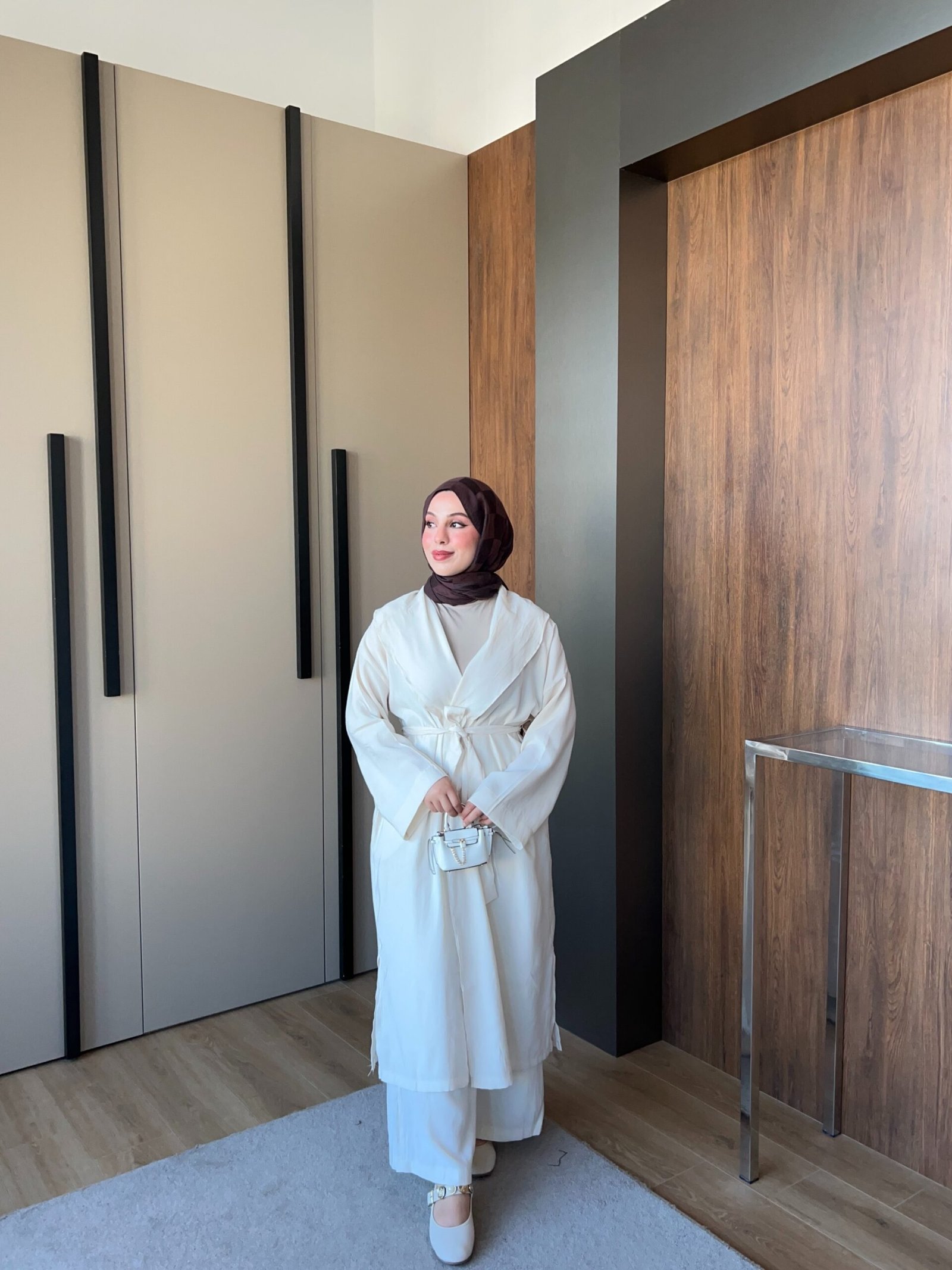 Aspa Model Kimono Takım-Ekru