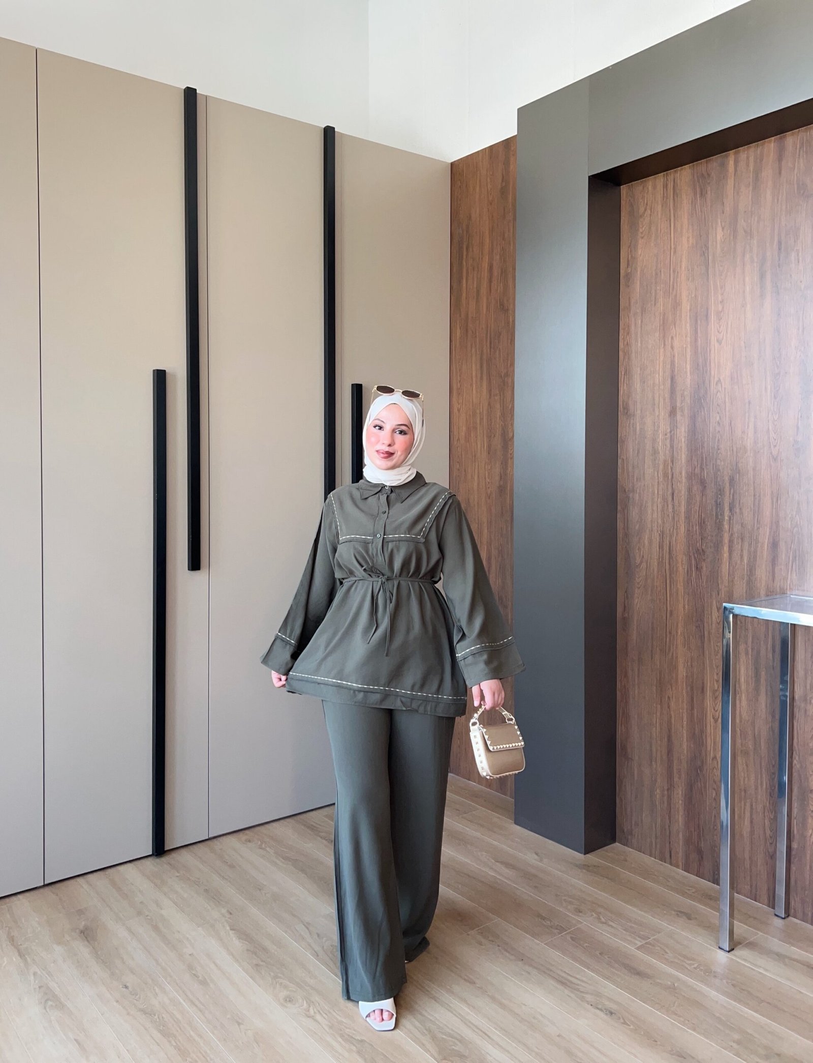 Luya Model Nakışlı Takım - Haki