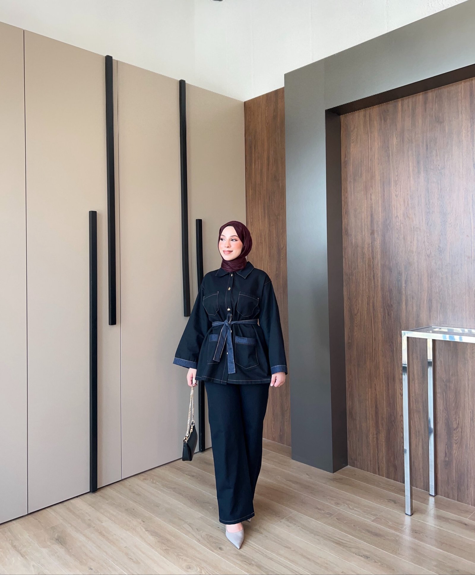 Zerin Kot Denim Takım -siyah
