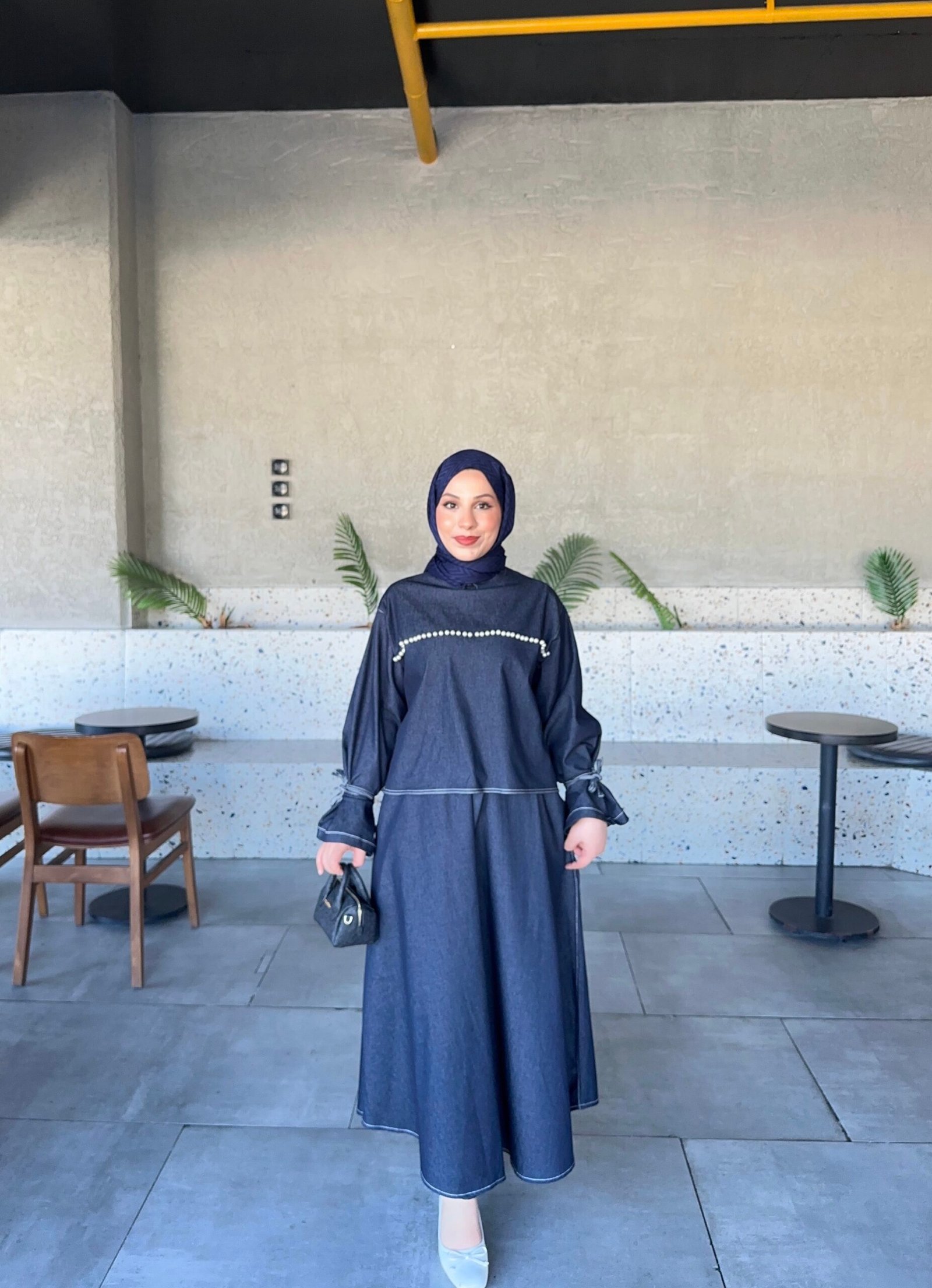 Second image of İncili Denim Etekli Takım - Lacivert