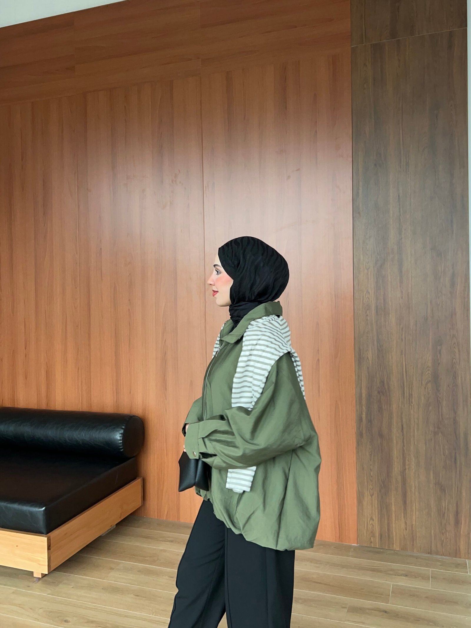 Second image of Çift Fermuarlı Bomber Ceket -Haki